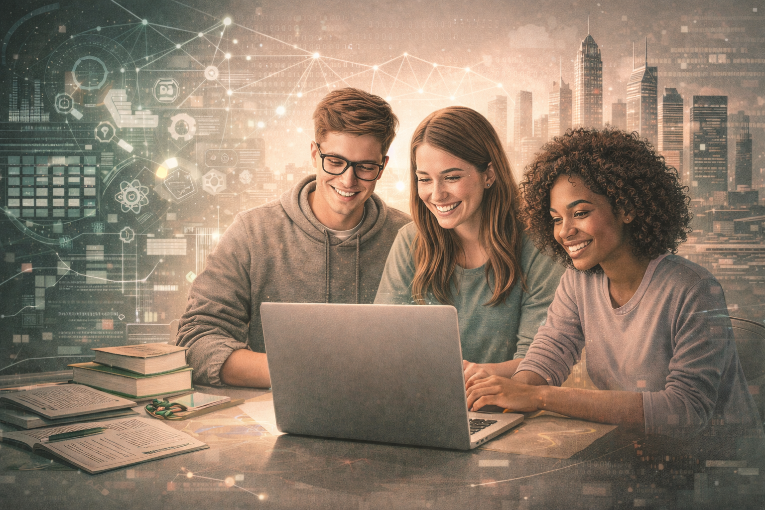 Studenți pregătindu-se pentru carierele digitale cu ajutorul inteligenței artificiale